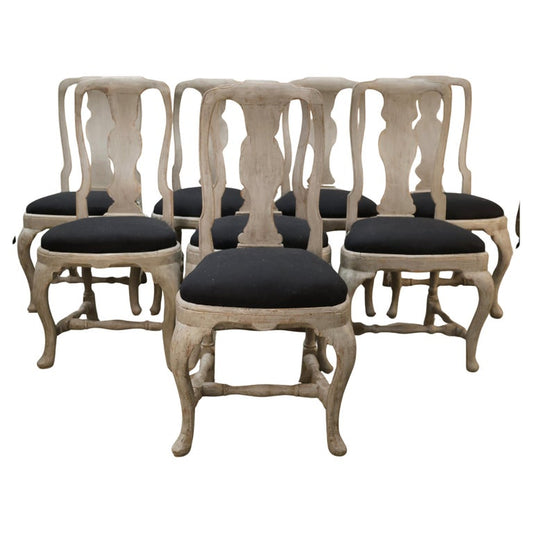 Set of eight antique chairs from the Rococo epoch.