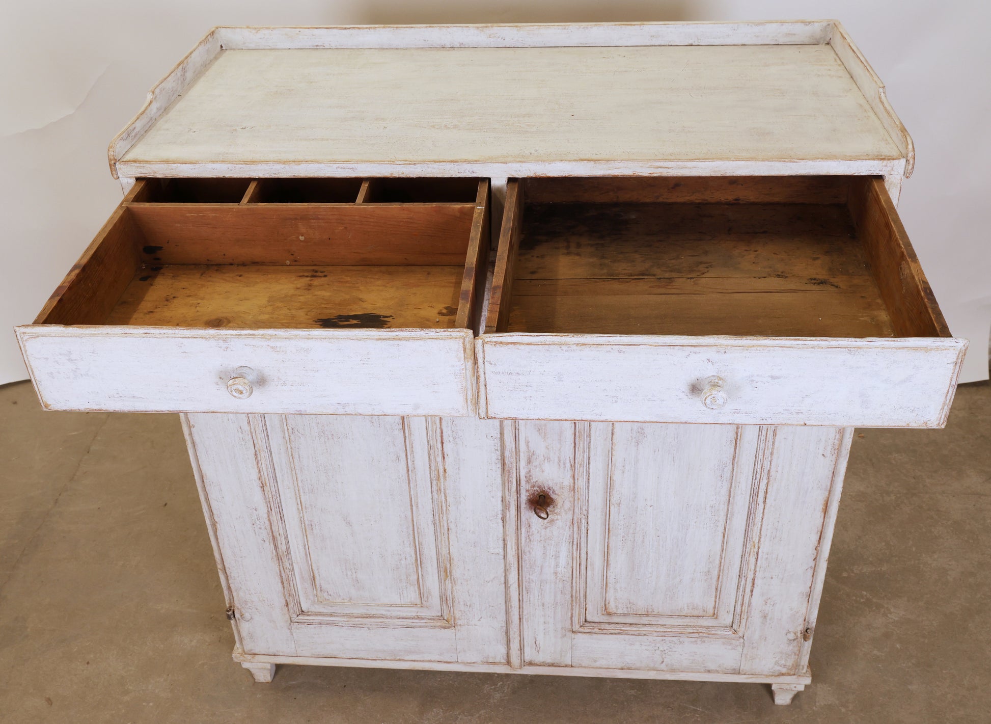Drawers on a Gustavian sideboard.