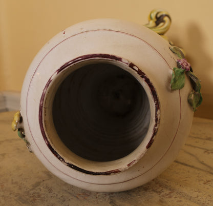 18th Century Faience Terrace Vase Painted in polychrome muffle colors